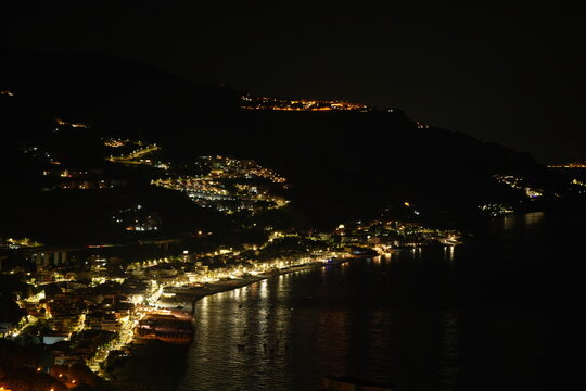 Scenic views of Taormina Sicily at night