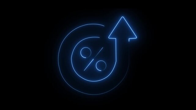 Modern blue circular progress arrow with percentage icon