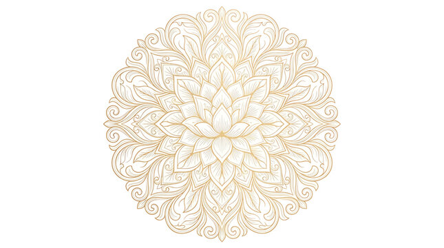 Golden lotus mandala ornament with intricate floral patterns