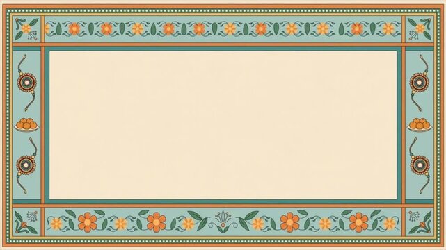 Elegant Vintage Ornamental Floral Frame Background: Traditional Indian Mughal Border Motif, Certificate Template, and Decorative Title Card