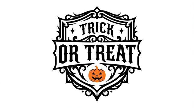 Vintage halloween design featuring ornate lettering and a glowing jack o lantern illustration