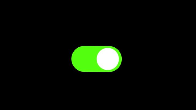 Minimalist ui toggle switch animation turning on and off, green and gray interactive button interface for mobile apps, web software development, and digital user experience projects