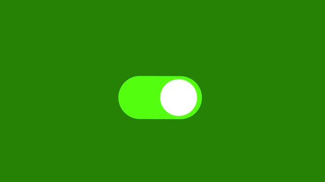 Smooth minimalist ui toggle switch animation featuring on and off states with a vibrant green background, for seamless integration, into modern digital, interfaces, mobile applications
