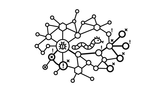 Computer virus and network worm infecting digital communication node system.