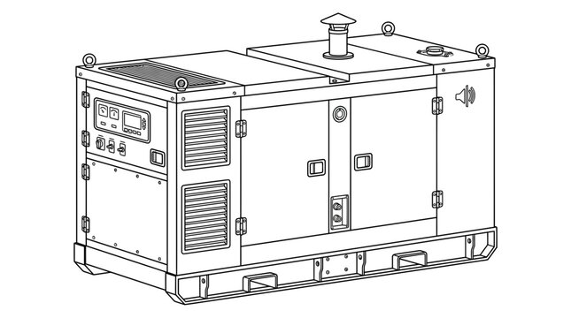 Outline illustration of an industrial diesel power generator unit.