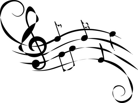 Abstract music notes, musical design with swirls
