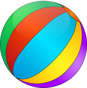 Beach ball, colorful striped with black outline