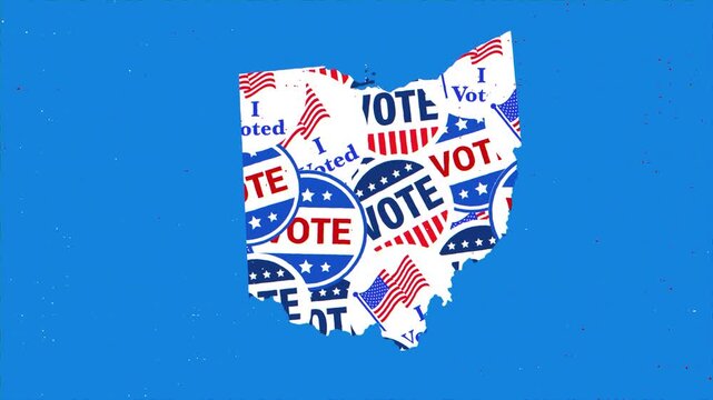 Ohio  Map with Vote Pattern on Blue Background