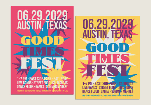 Retro Starburst Poster Festival Layout