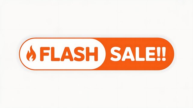 Flash Sale orange button banner with fire icon for e-commerce marketing promotions.