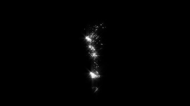 Magical white glitter star dust trail with sparkling particles, twinkle stars and fairy dust wand effect, shining light burst and dreamy shimmer creating an elegant transition on black screen, 4K