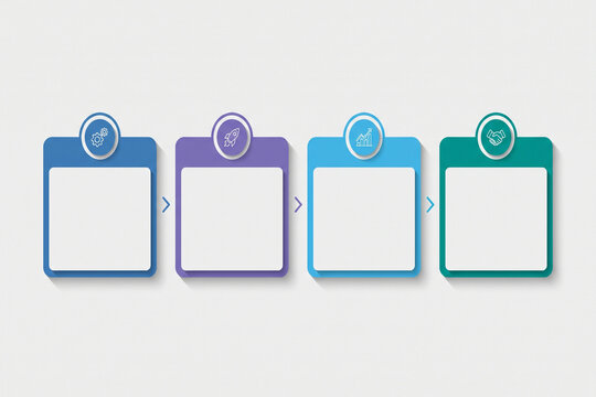 Clean infographic template with four steps in a linear progression on a light textured background