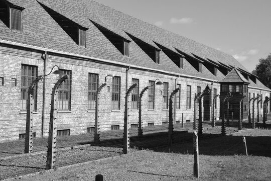 AUSCHWITZ BIRKENAU POLAND: Auschwitz concentration camp barracks was a network of German Nazi concentration camps and extermination camps built and operated by the Third Reich in Poland.