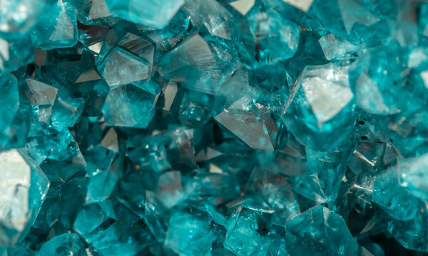 Aquamarine crystal mineral stone. Gems. Mineral crystals in the natural environment. Texture of precious and semiprecious stones. shiny surface of precious stone