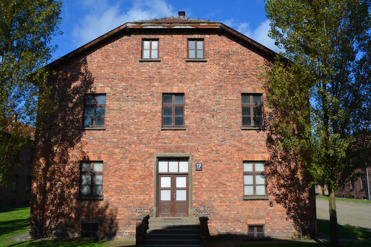 AUSCHWITZ BIRKENAU POLAND: Auschwitz concentration camp barracks was a network of German Nazi concentration camps and extermination camps built and operated by the Third Reich in Poland.