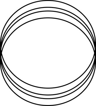 Abstract geometric design with intersecting circles forming a simple eye shape or lens pattern made of thin black lines on a plain field for modern graphic art backgrounds