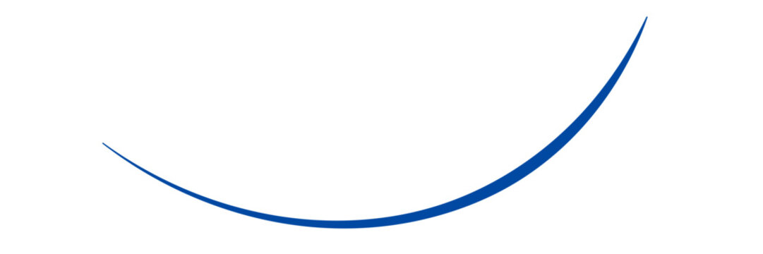 A single smooth blue curved line graphic element isolated on a clean simple surface for modern minimalist design projects and abstract artistic motion flow or path concept
