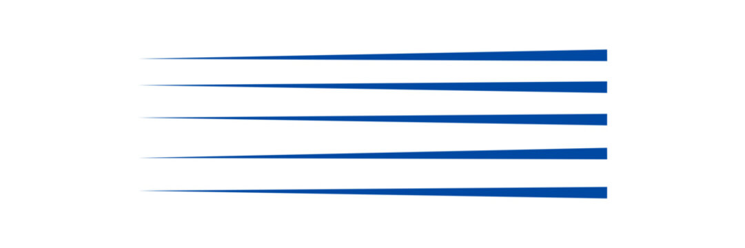 Abstract horizontal blue stripes pattern with tapered ends creating a modern dynamic motion effect for graphic design backgrounds and digital textures in a clean simple style