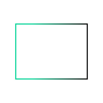 Simple rectangular frame border with a glowing neon green gradient effect on a dark outline for modern digital design graphics and creative presentation layout elements