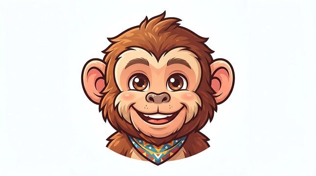 Cute cartoon monkey face smiling headshot portrait vector illustration