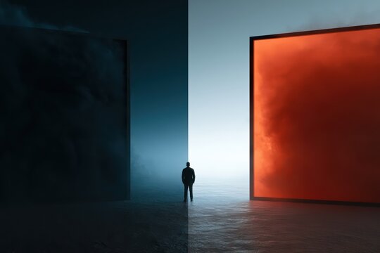 Person between positive and negative choices