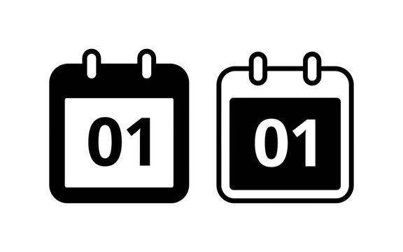 Two calendar showing date zero one on a white background symbol