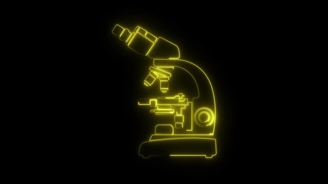 Neon yellow glowing microscope silhouette