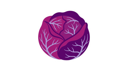 Obraz premium Vibrant red cabbage vector illustration featuring layered organic leaves in a flat minimalist graphic art design