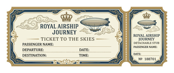 Steampunk Airship Ticket Isolated on Transparent Background © saksakeaku