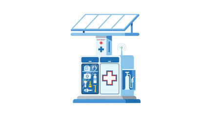 Naklejka premium Solar Powered Emergency Medical Station with First Aid Kit