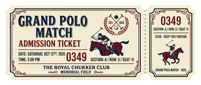 Vintage Polo Match Admission Ticket - Grand Polo Match 1935