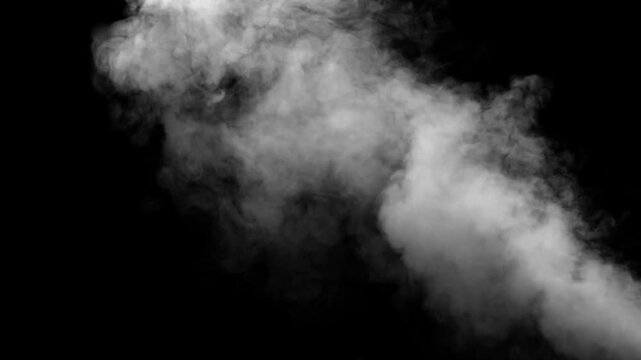 White fire smoke rising bottom right black and green screen overlay