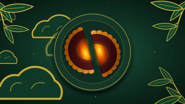 Mid Autumn Festival Golden Mooncake Motion Graphic