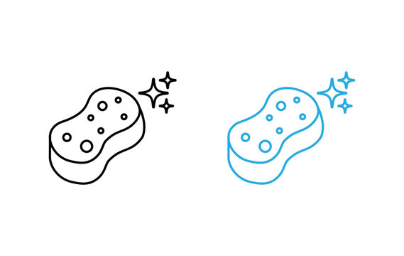 Sponge icon set, cleaning tool vector illustration, household equipment for washing and scrubbing