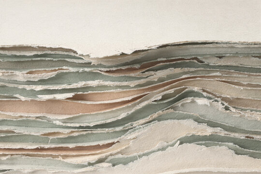Torn Paper Layers Forming Geological Strata Illustration