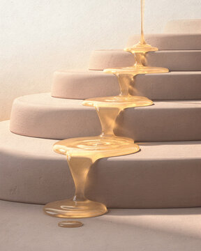Amber Resin Flowing Down Stepped Clay Terraces