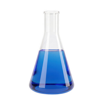 Erlenmeyer flask with blue liquid