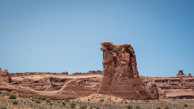 A giant boulder that looks like a sheep in Arches National Park