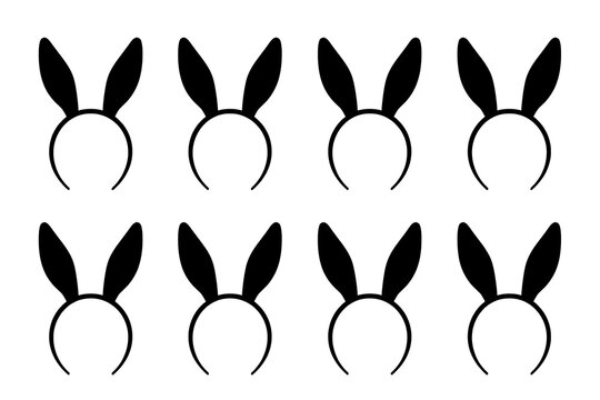 Bunny Ears Headband Silhouette Set Vector Illustration &ndash; Easter Rabbit Ears Costume Icons