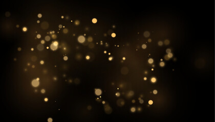 Bright golden confetti floating on dark surface. Shimmering elements create festive atmosphere. Abstract celebration background design.  © Extrastock