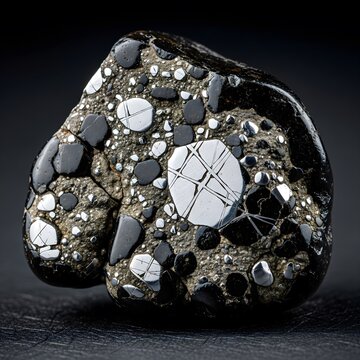 Meteorite Fragment: A close-up view reveals the intricate textures and mineral composition of a meteorite fragment, showcasing its cosmic origin and unique crystalline structure.