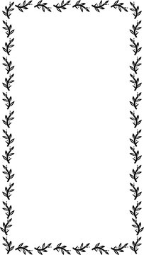Minimalist floral stories border vertical rectangle frame vector. Elegant black leaf twigs branch mockup template for organic beauty instagram story background