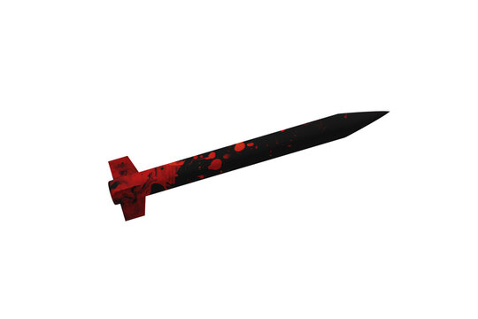 A black cruise missile with red spots on a white background, theme: weapons, war, ammunition