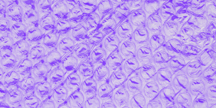 Purple bubble wrap texture, abstract plastic packaging material, lilac protective cushioning film for shipping and logistics