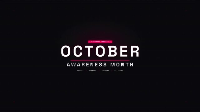 Animated October Awareness Month Title Graphic on Black Background