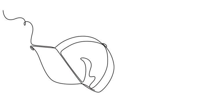 Baseball hat animation continuous one line drawing, Mockup and blank template of baseball uniform cap with side view. Modern fashion accessory. Full length single line animation, baseball cap minimal.