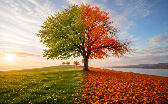 Summer season change autumn season 
