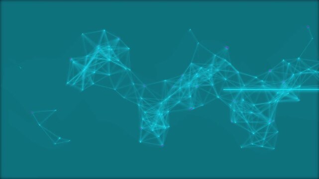 Dynamic data stream mesh undulating like a wave. Abstract technology and science interconnected lines and dots background.