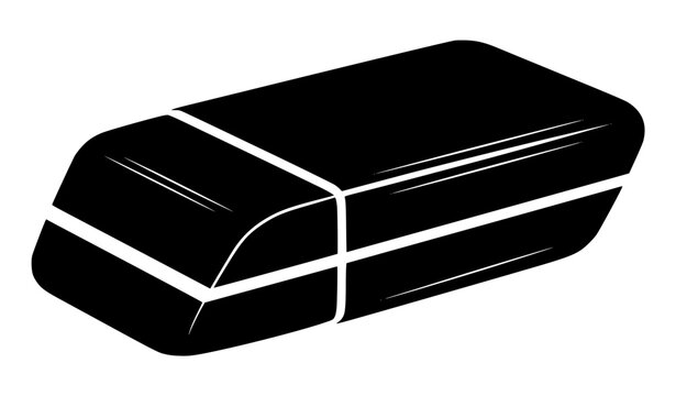 Rectangular pencil eraser stationery bold outline silhouette vector icon