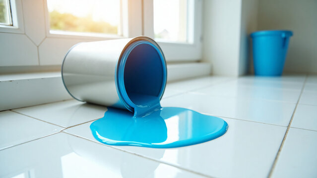 Paint Spill on White Floor Home Renovation Accident